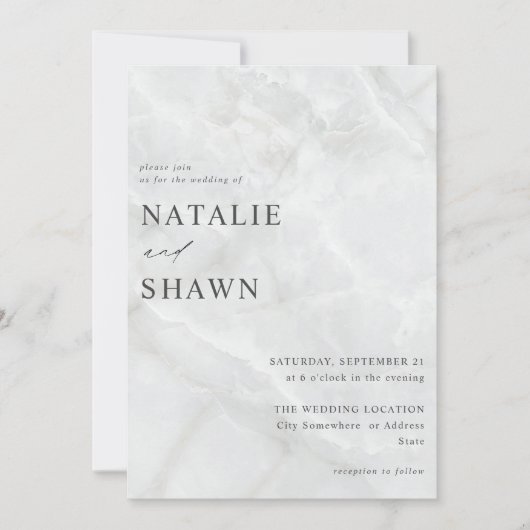 ホワイトマーブル結婚ズ 招待状 (正面)