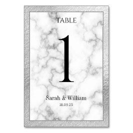 ホワイトマーブル縁どシルバーのテーブ結婚ル番号 テーブルナンバー