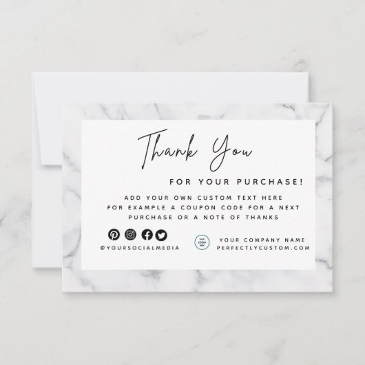 ホワイトマーブル縁どロゴ サンキューカード (正面)