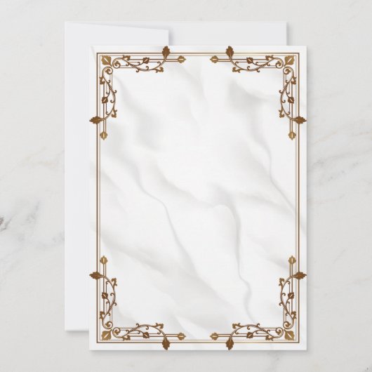 ホワイトマーブル縁ど金ゴールドイスラム結婚教徒 招待状 (裏面)