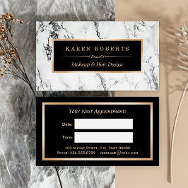 ホワイトマーブル美しいサロンヘアドレッサーアポイントメント 予約カード