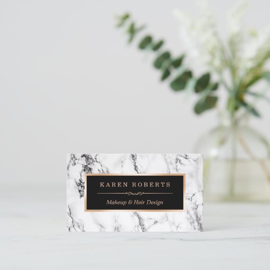 ホワイトマーブル美しいサロンヘアドレッサーアポイントメント 予約カード (スタンド正面)