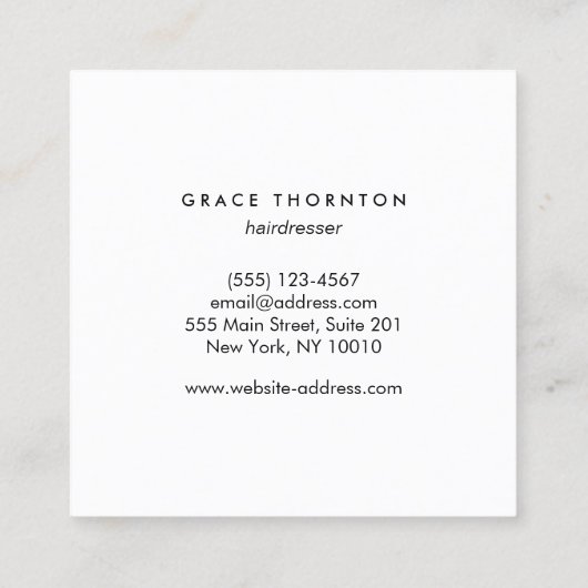 ホワイトマーブル美容師はさみ スクエア名刺 (裏面)