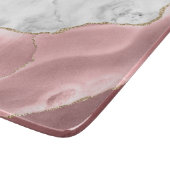 ホワイトマーブル赤面ピンクアゲート金ゴールドグリッター カッティングボード (角)