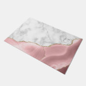 ホワイトマーブル赤面ピンクアゲート金ゴールドグリッター ドアマット (アングル)