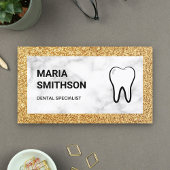 ホワイトマーブル金ゴールドグリッター歯科クリニック歯科医 名刺