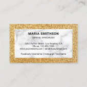 ホワイトマーブル金ゴールドグリッター歯科クリニック歯科医 名刺 (裏面)