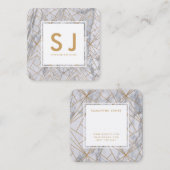 ホワイトマーブル金ゴールドシンプルモダンインテリア設計者 スクエア名刺 (正面/裏面)