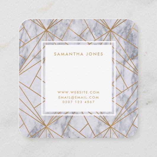 ホワイトマーブル金ゴールドシンプルモダンインテリア設計者 スクエア名刺 (裏面)