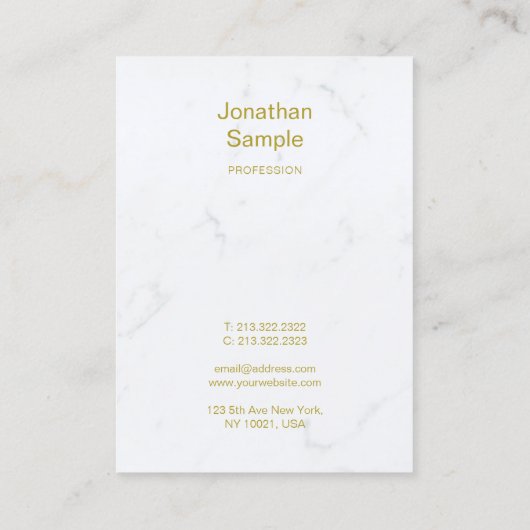 ホワイトマーブル金ゴールドスクリプトラグジュアリーテンプレート モダン 名刺 (裏面)