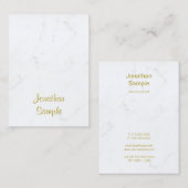 ホワイトマーブル金ゴールドスクリプトラグジュアリーテンプレート モダン 名刺 (正面/裏面)