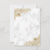 ホワイトマーブル金ゴールドレースイスラム結婚教徒 出欠カード (裏面)