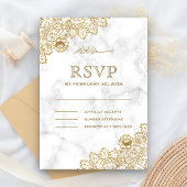 ホワイトマーブル金ゴールドレースイスラム 出欠カード