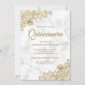 ホワイトマーブル金ゴールドヴィンテージカントリーレースキンセアニェラ 招待状 (正面)