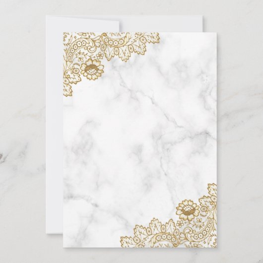 ホワイトマーブル金ゴールドヴィンテージカントリーレースキンセアニェラ 招待状 (裏面)