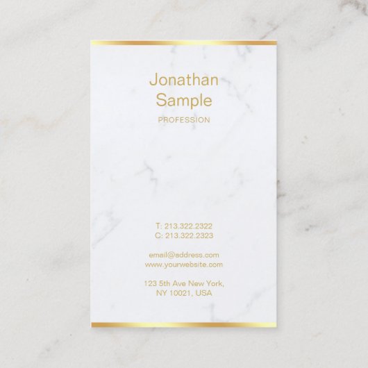 ホワイトマーブル金ゴールド手書きスクリプトシックモダン 名刺 (裏面)