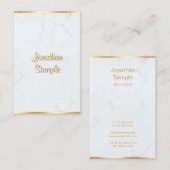 ホワイトマーブル金ゴールド手書きスクリプトシックモダン 名刺 (正面/裏面)