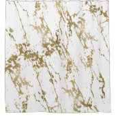 ホワイトマーブル金ゴールド金属箔プリント シャワーカーテン (正面)