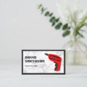 ホワイトマーブル金物動力工具赤ドリル機 名刺 (スタンド正面)