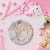 ホワイトマーブル&カッパー紙プレート ペーパープレート (パーティー)