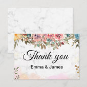 ホワイトマーブル カラフル クリエイティブ ウォーターカラー サンキューカード (正面/裏面)