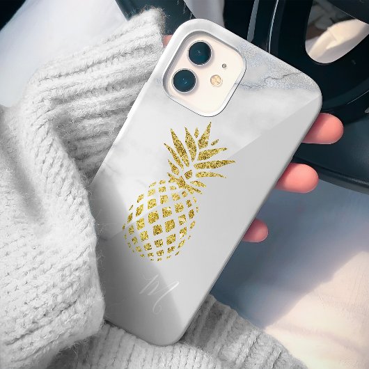 ホワイトマーブル ゴールド パイナップル モノグラム Case-Mate iPhoneケース