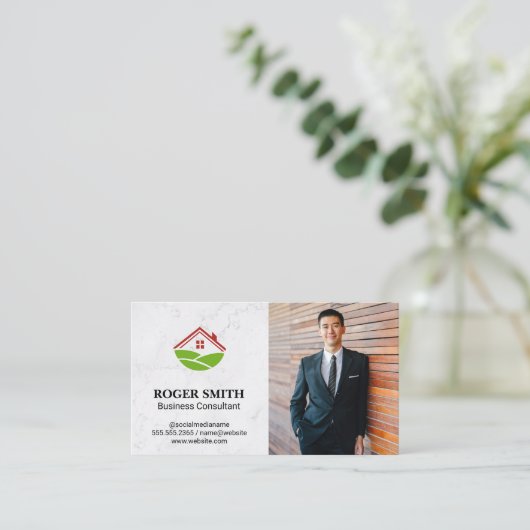 ホワイトマーブル | ハウスアイコン 名刺 (スタンド正面)