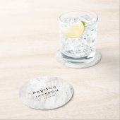 ホワイトマーブル&バラ金ゴールドウェディングレセプションパーティー ラウンドペーパーコースター (インサイチュ)