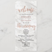 ホワイトマーブル&バラ金ゴールドエレガントウェディングプログラム プログラム (正面)