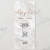 ホワイトマーブル&バラ金ゴールドエレガントウェディングプログラム プログラム (裏面)