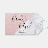 ホワイトマーブル&バラ金ゴールドグリッター花嫁 ギフトタグ (正面(横))