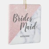 ホワイトマーブル&バラ金ゴールドグリッター花嫁 セラミックオーナメント (右)