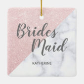 ホワイトマーブル&バラ金ゴールドグリッター花嫁 セラミックオーナメント (裏面)