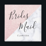 ホワイトマーブル&バラ金ゴールドグリッター花嫁 マグネット<br><div class="desc">スタイリッシュデザインのフェイクバラ金ゴールドグリッターと白い大理石。</div>