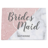 ホワイトマーブル&バラ金ゴールドグリッター花嫁 ラージペーパーバッグ (正面)