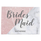 ホワイトマーブル&バラ金ゴールドグリッター花嫁 ラージペーパーバッグ (裏面)