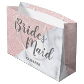 ホワイトマーブル&バラ金ゴールドグリッター花嫁 ラージペーパーバッグ (裏面アングル)