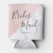 ホワイトマーブル&バラ金ゴールドグリッター花嫁 缶クーラー (正面)