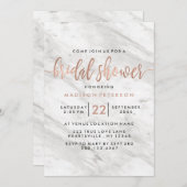 ホワイトマーブル&バラ金ゴールドブライダルシャワー招待 招待状 (正面/裏面)