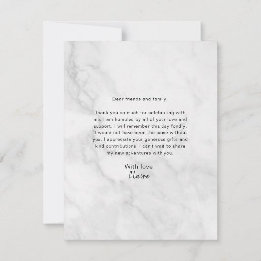 ホワイトマーブル フォト 卒業 サンキューカード (裏面)