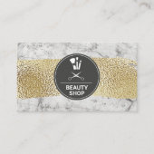 ホワイトマーブル |ブラシ金ゴールド |メイクアップブラシ 名刺 (正面)