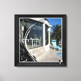 ホワイトマーブル – ブラック抽象芸術フィリーグリー キャンバスプリント