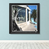 ホワイトマーブル – ブラック抽象芸術フィリーグリー キャンバスプリント (インサイチュ (ウッドフロア))