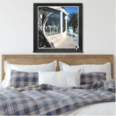 ホワイトマーブル – ブラック抽象芸術フィリーグリー キャンバスプリント (インサイチュ (寝室))