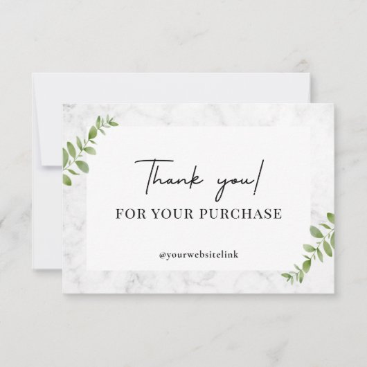 ホワイトマーブル ミニマリスト フェミニン サンキューカード (正面)