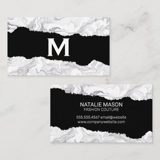 ホワイトマーブル | 破れた効果の名刺 名刺 (正面/裏面)