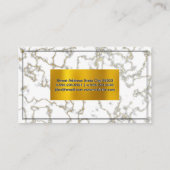 ホワイトマーブル |金ゴールドフレークのテクスチャ 名刺 (裏面)