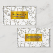 ホワイトマーブル |金ゴールドフレークのテクスチャ 名刺 (正面/裏面)