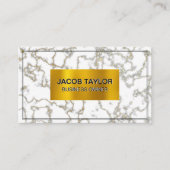 ホワイトマーブル |金ゴールドフレークのテクスチャ 名刺 (正面)