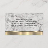 ホワイトマーブル |金ゴールドメタル背景 名刺 (裏面)